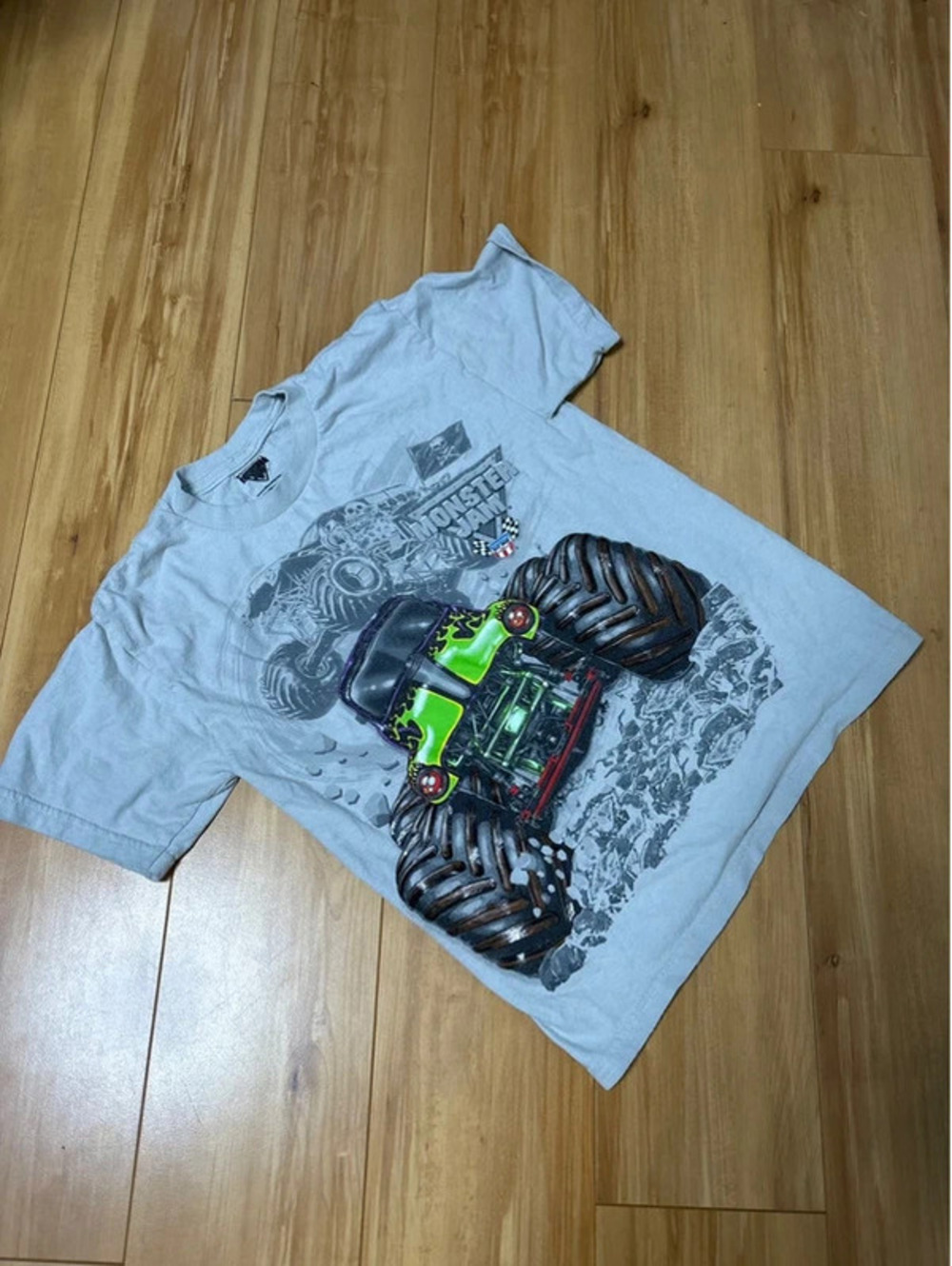 2011 Monster Jam Grave Digger T-Shirt Size S Gray Puffy Print